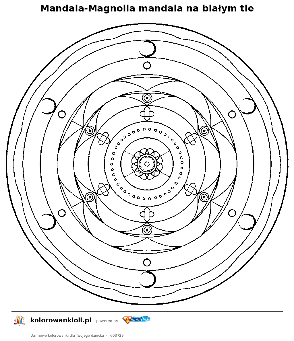Kolorowanka — Mandala-Magnolia mandala na białym tle
