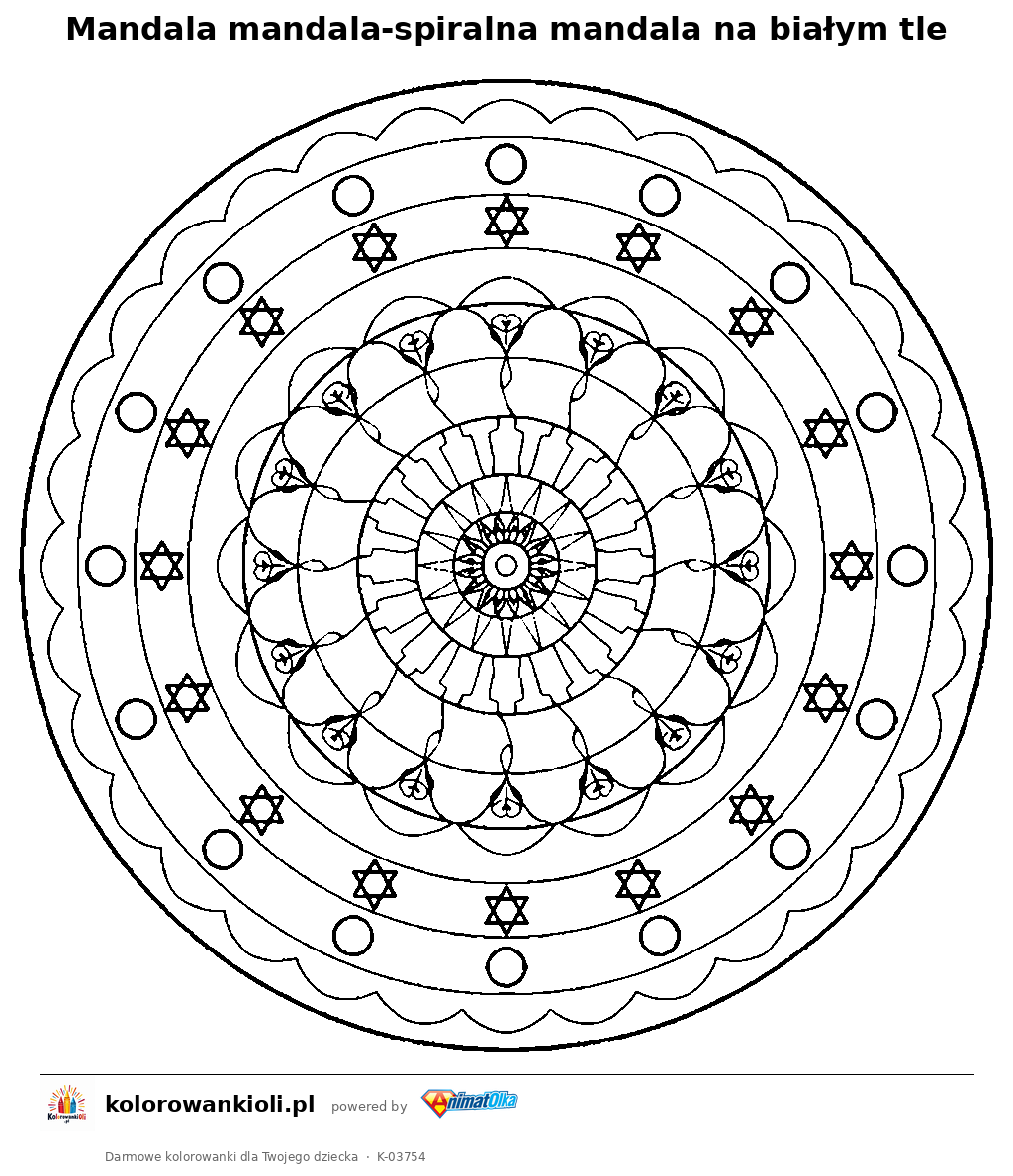 Kolorowanka — Mandala mandala-spiralna mandala na białym tle