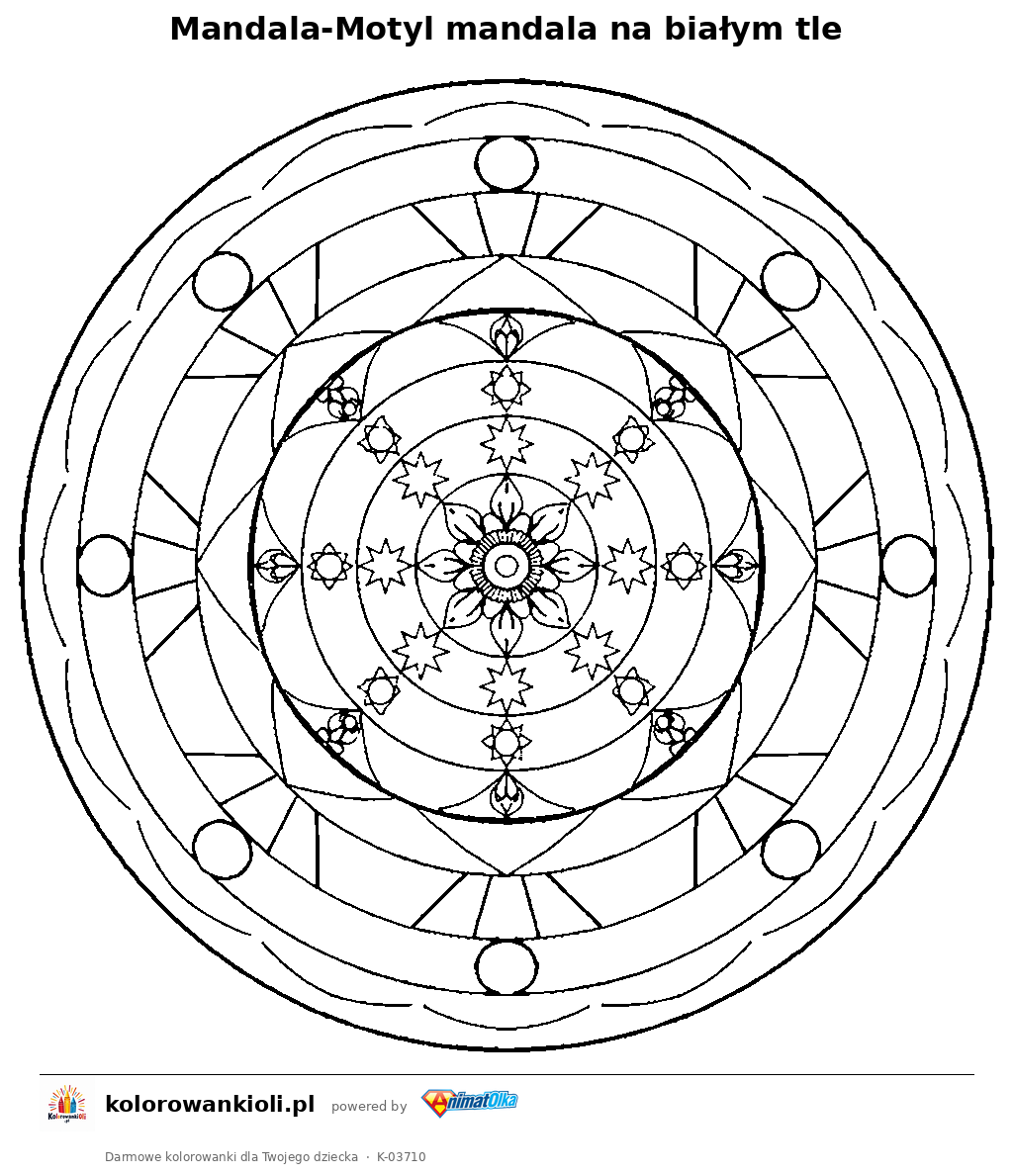 Kolorowanka — Mandala-Motyl mandala na białym tle