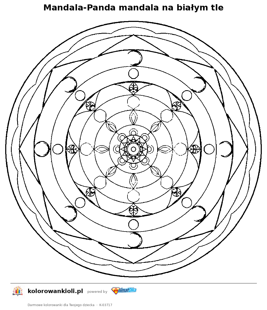 Kolorowanka — Mandala-Panda mandala na białym tle