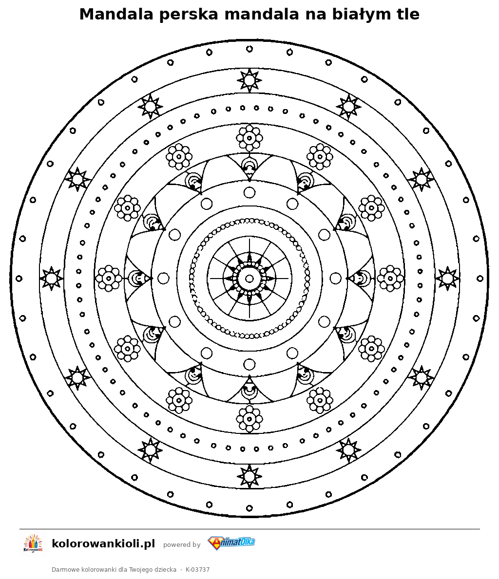 Kolorowanka — Mandala perska mandala na białym tle