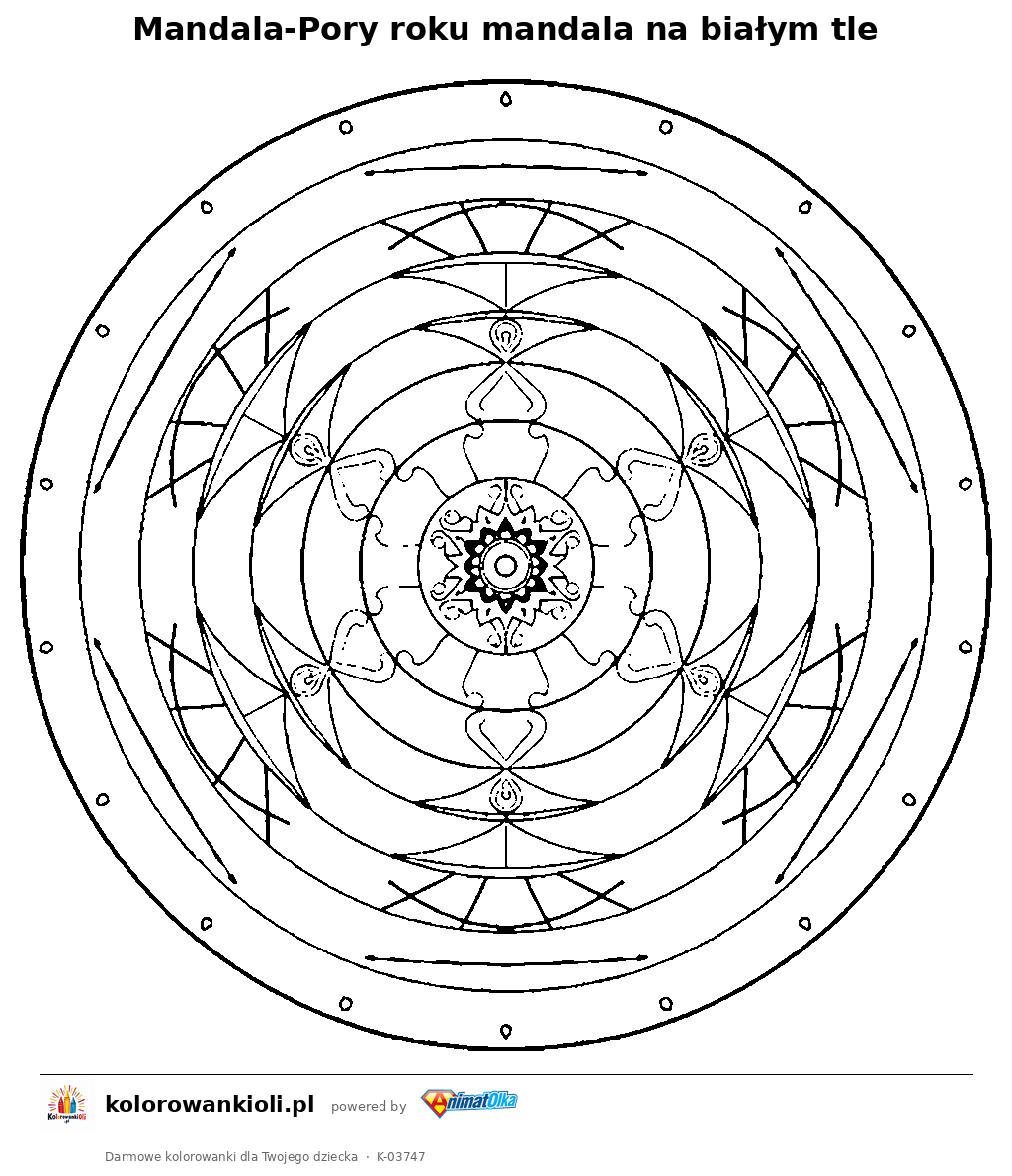 Kolorowanka — Mandala-Pory roku mandala na białym tle