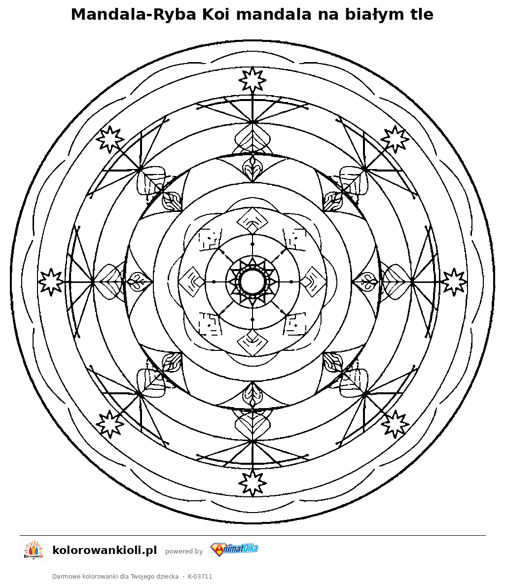 Kolorowanka — Mandala-Ryba Koi mandala na białym tle