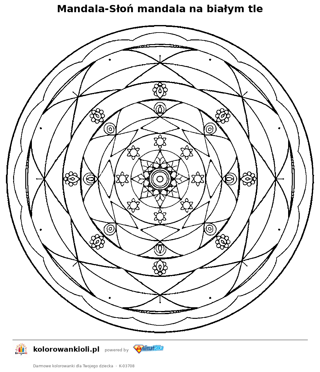 Kolorowanka — Mandala-Słoń mandala na białym tle
