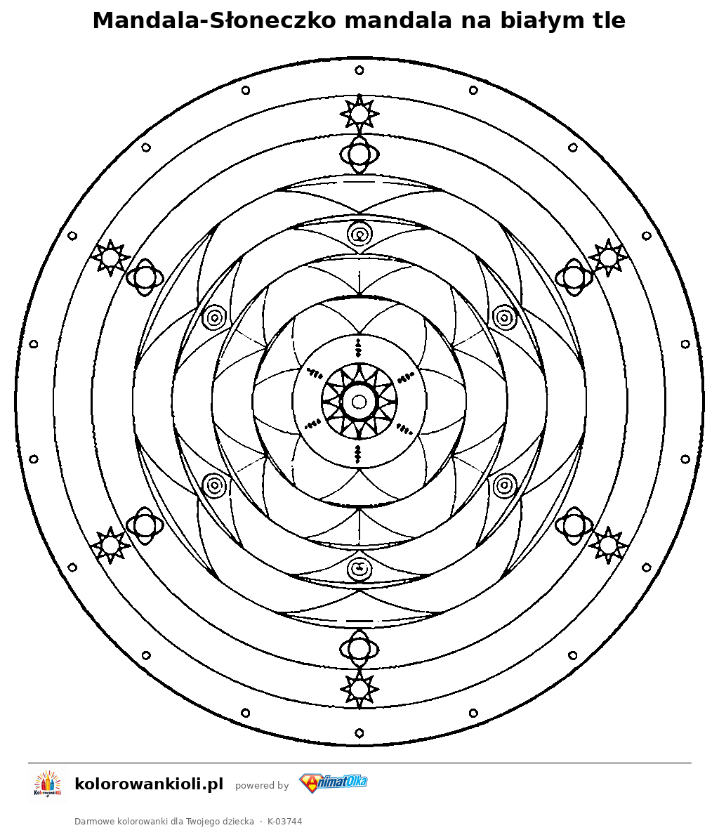 Kolorowanka — Mandala-Słoneczko mandala na białym tle