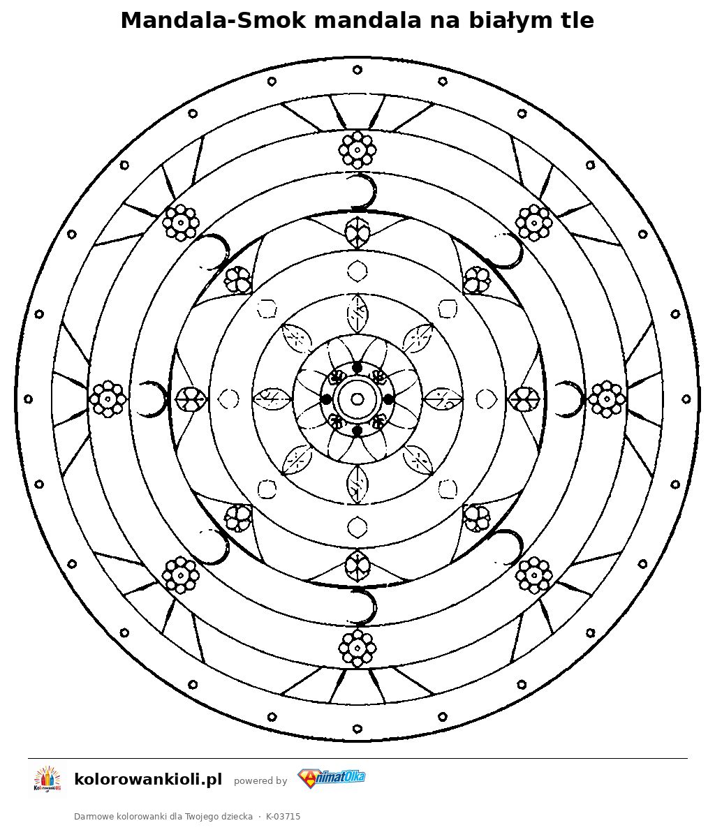 Kolorowanka — Mandala-Smok mandala na białym tle