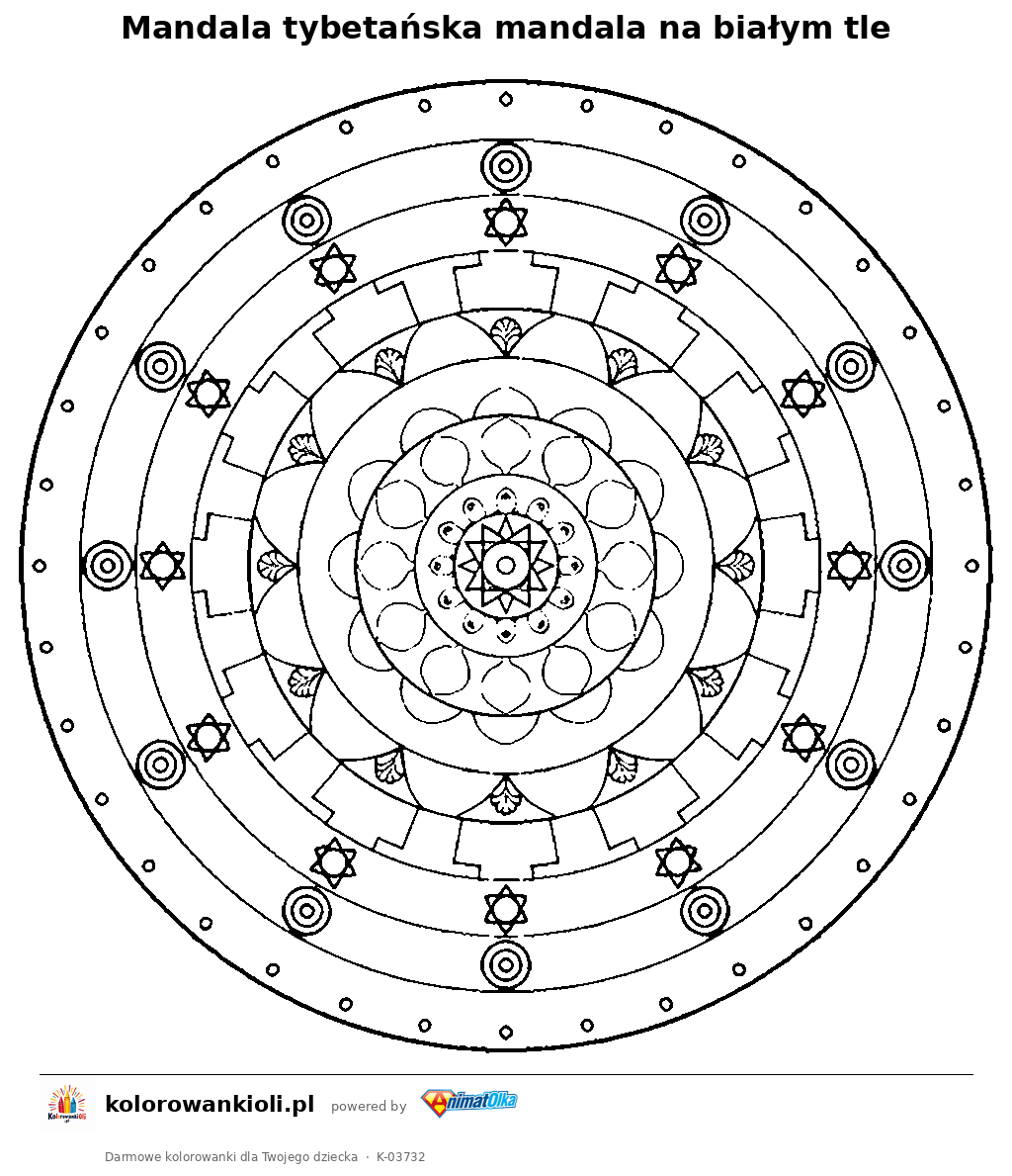Kolorowanka — Mandala tybetańska mandala na białym tle