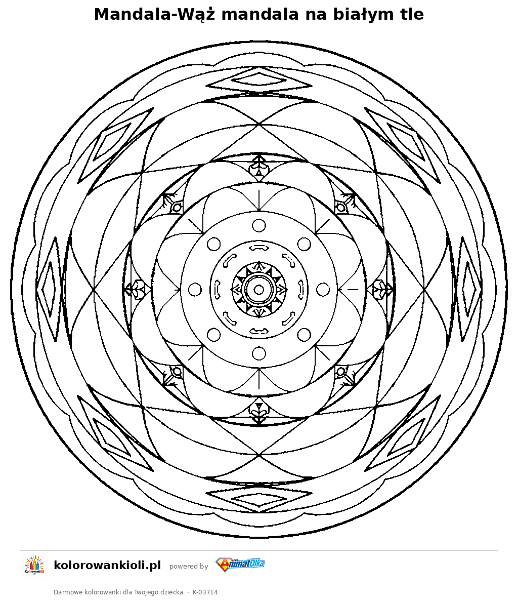 Kolorowanka — Mandala-Wąż mandala na białym tle