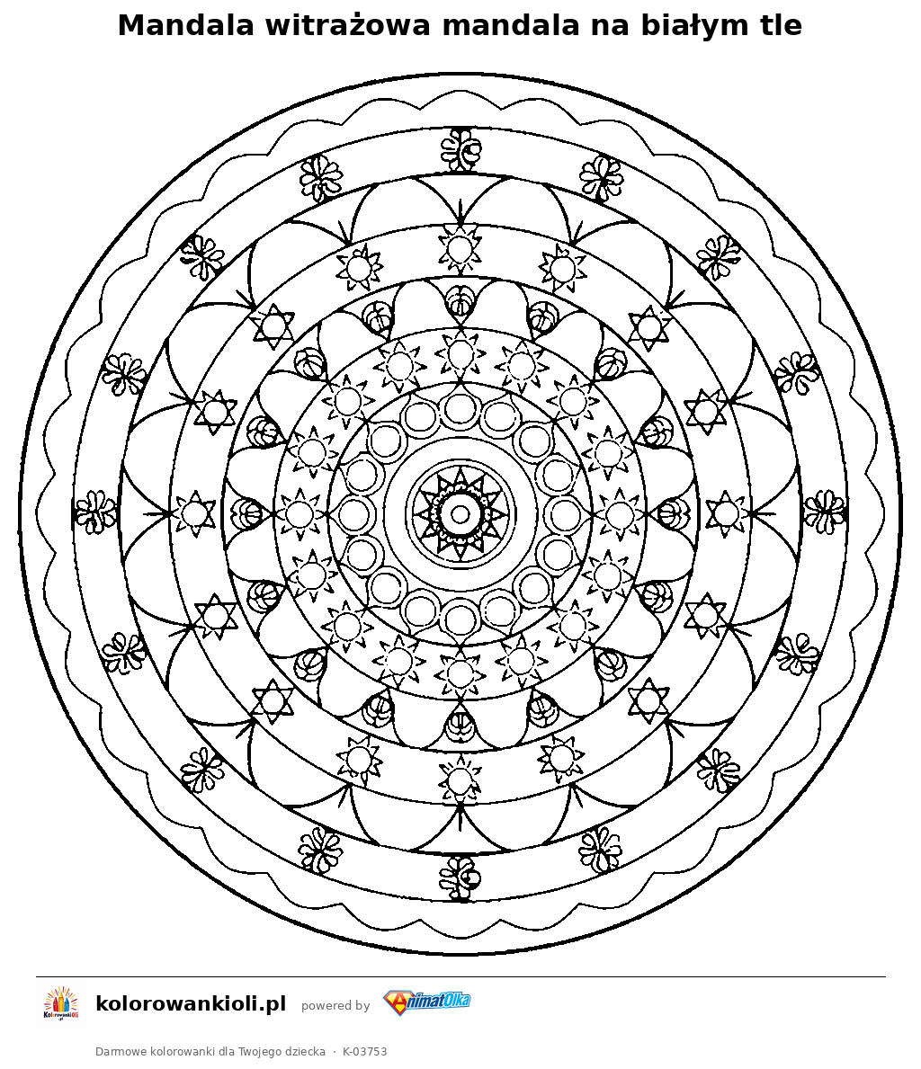 Kolorowanka — Mandala witrażowa mandala na białym tle