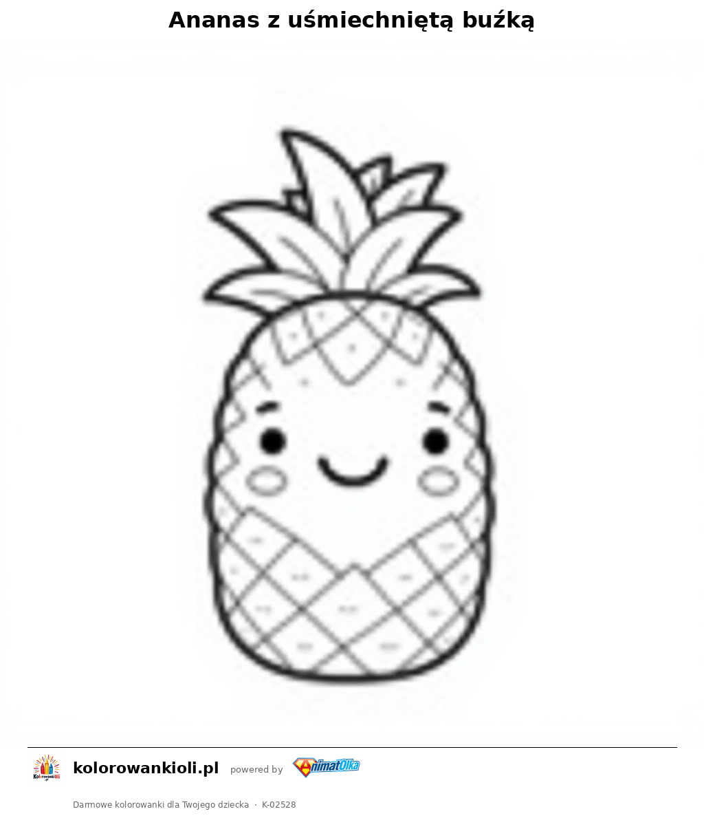 Kolorowanka — Ananas z uśmiechniętą buźką