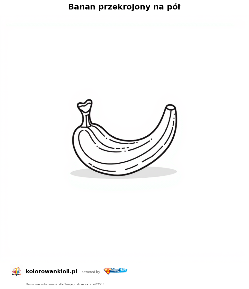 Kolorowanka — Banan przekrojony na pół
