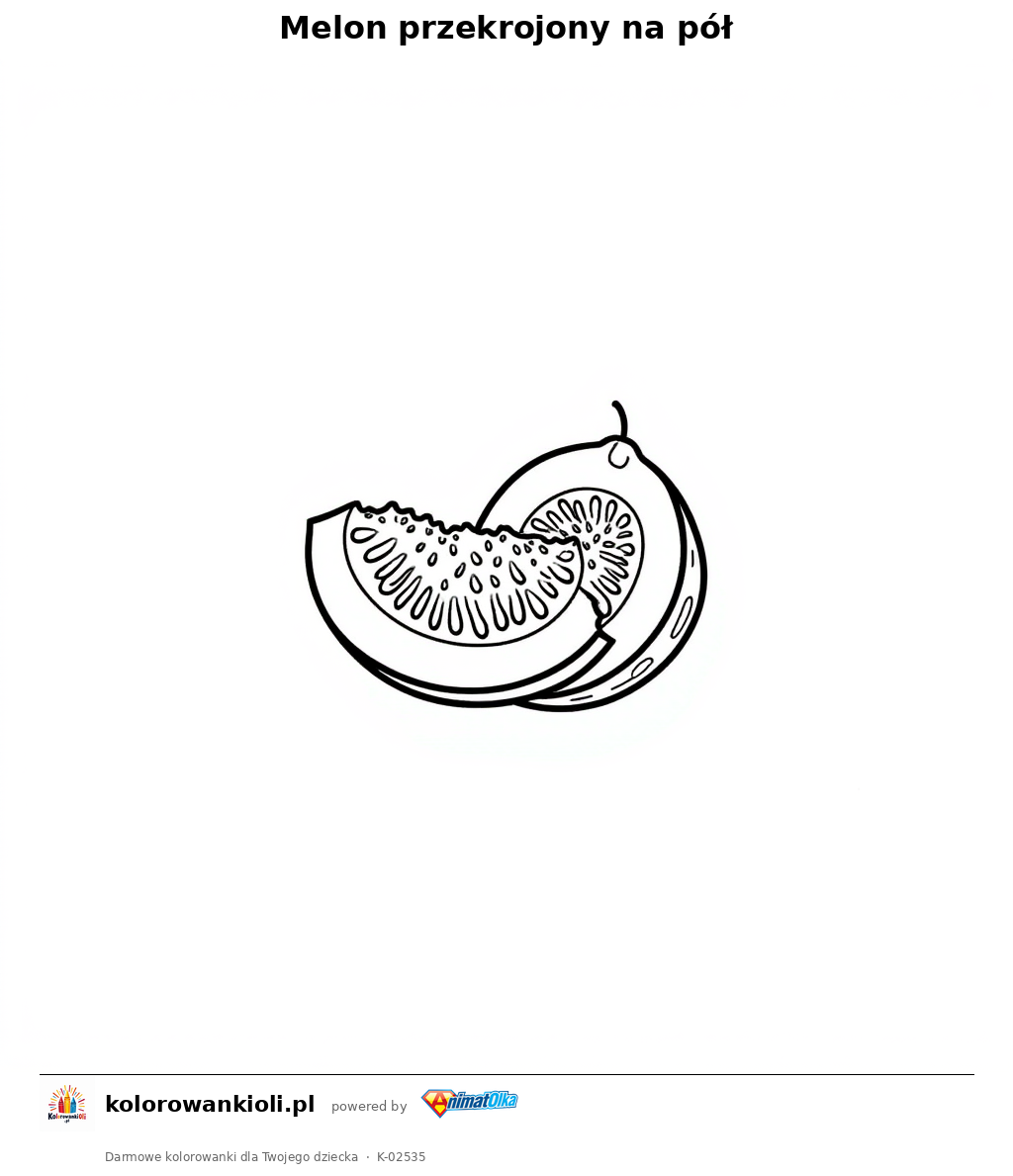 Kolorowanka — Melon przekrojony na pół