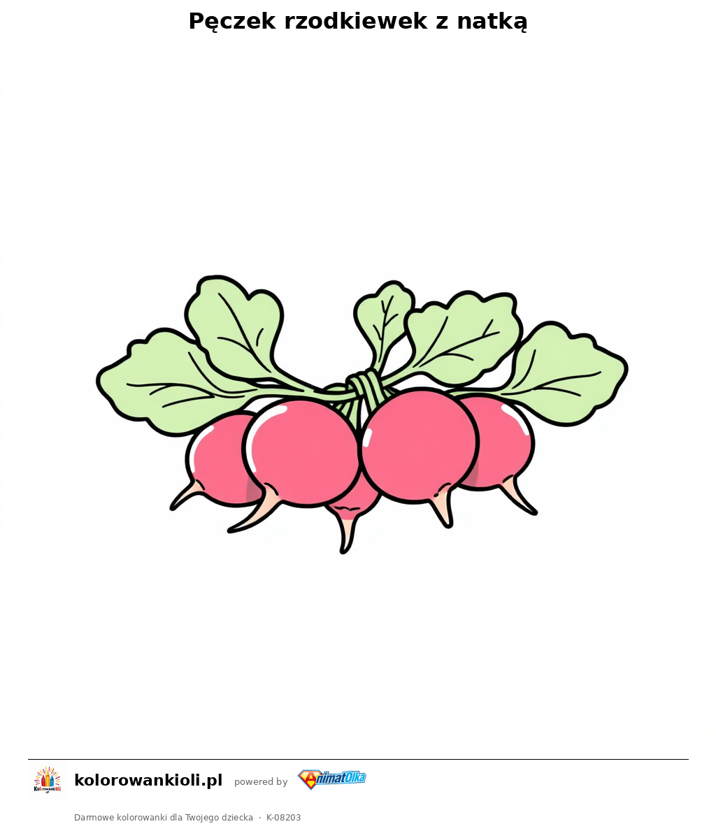 Pęczek rzodkiewek z natką — kolorowanka do wydruku dla dzieci