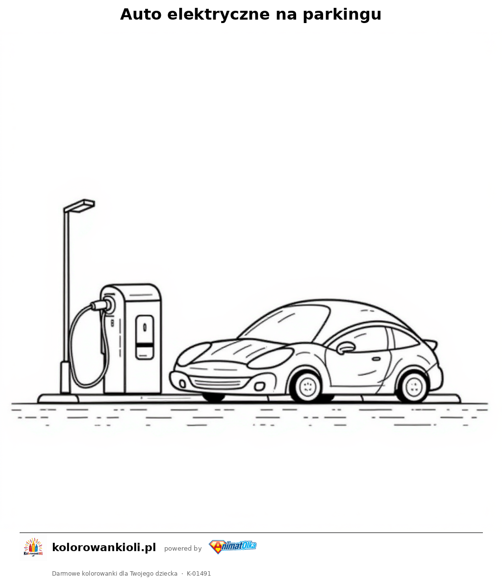Kolorowanka — Auto elektryczne na parkingu