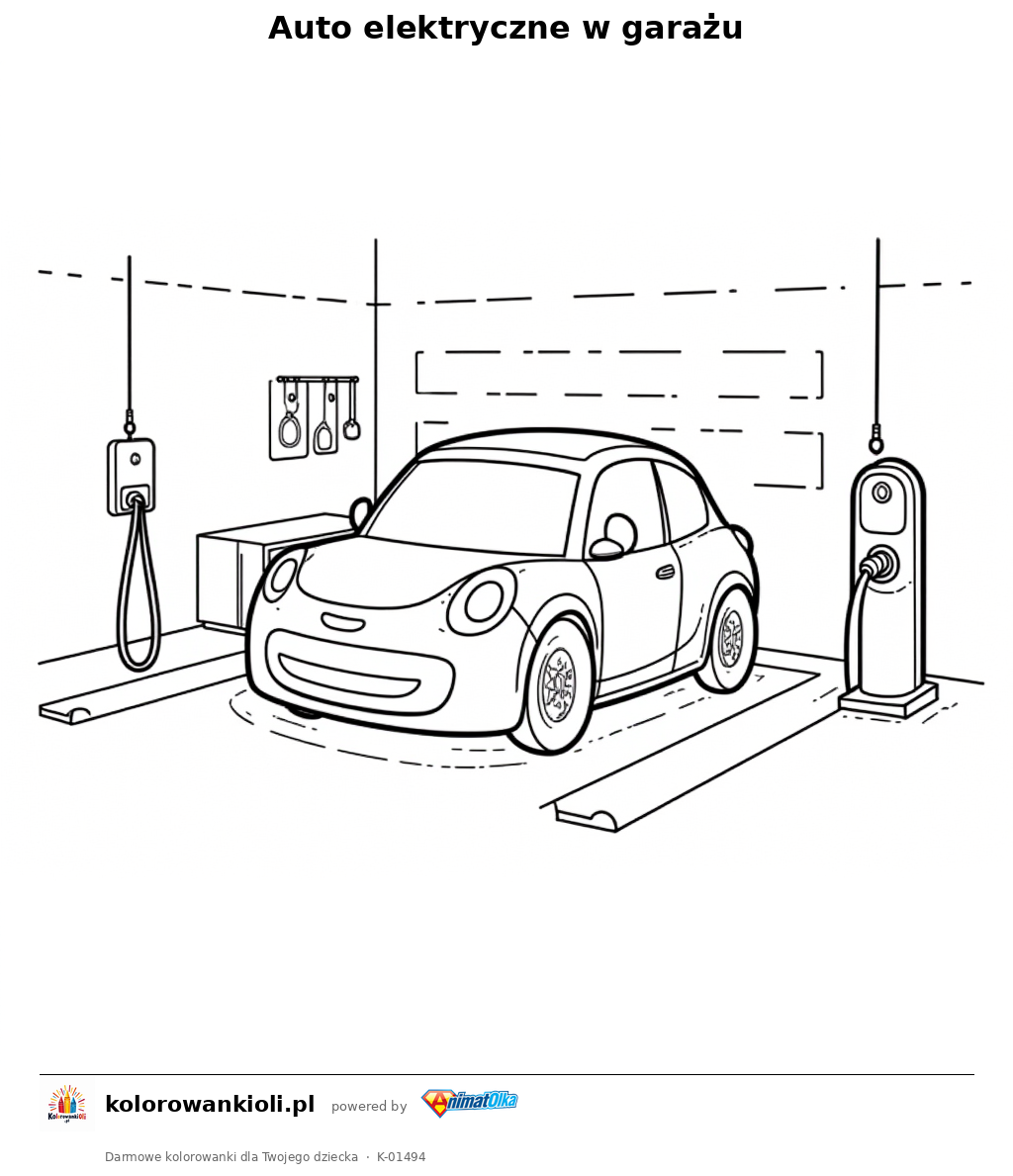 Kolorowanka — Auto elektryczne w garażu
