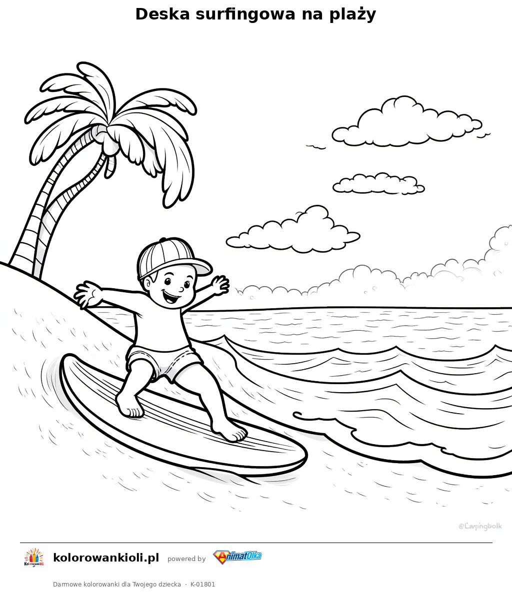 Kolorowanka — Deska surfingowa na plaży