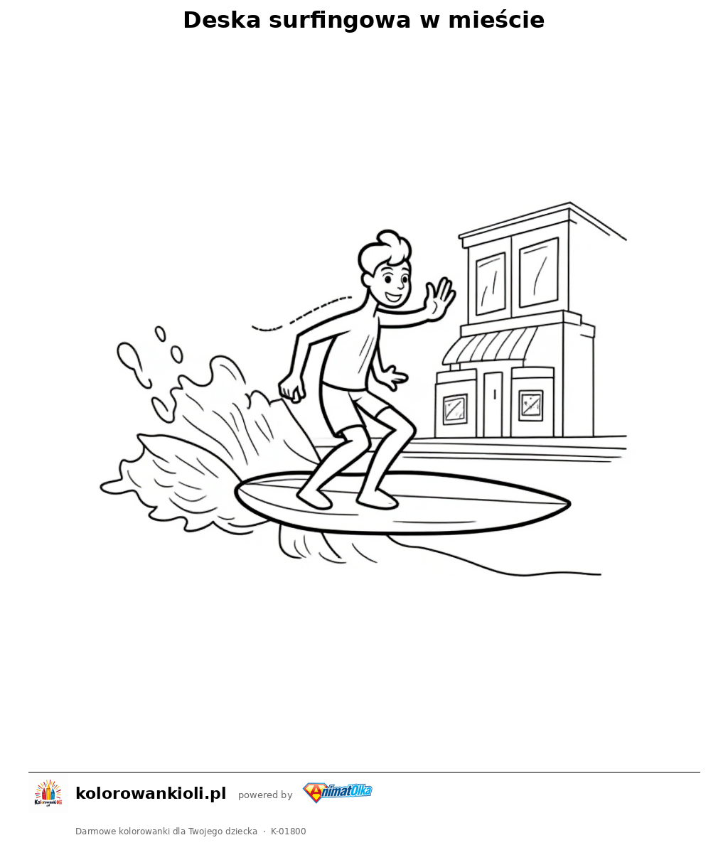 Kolorowanka — Deska surfingowa w mieście