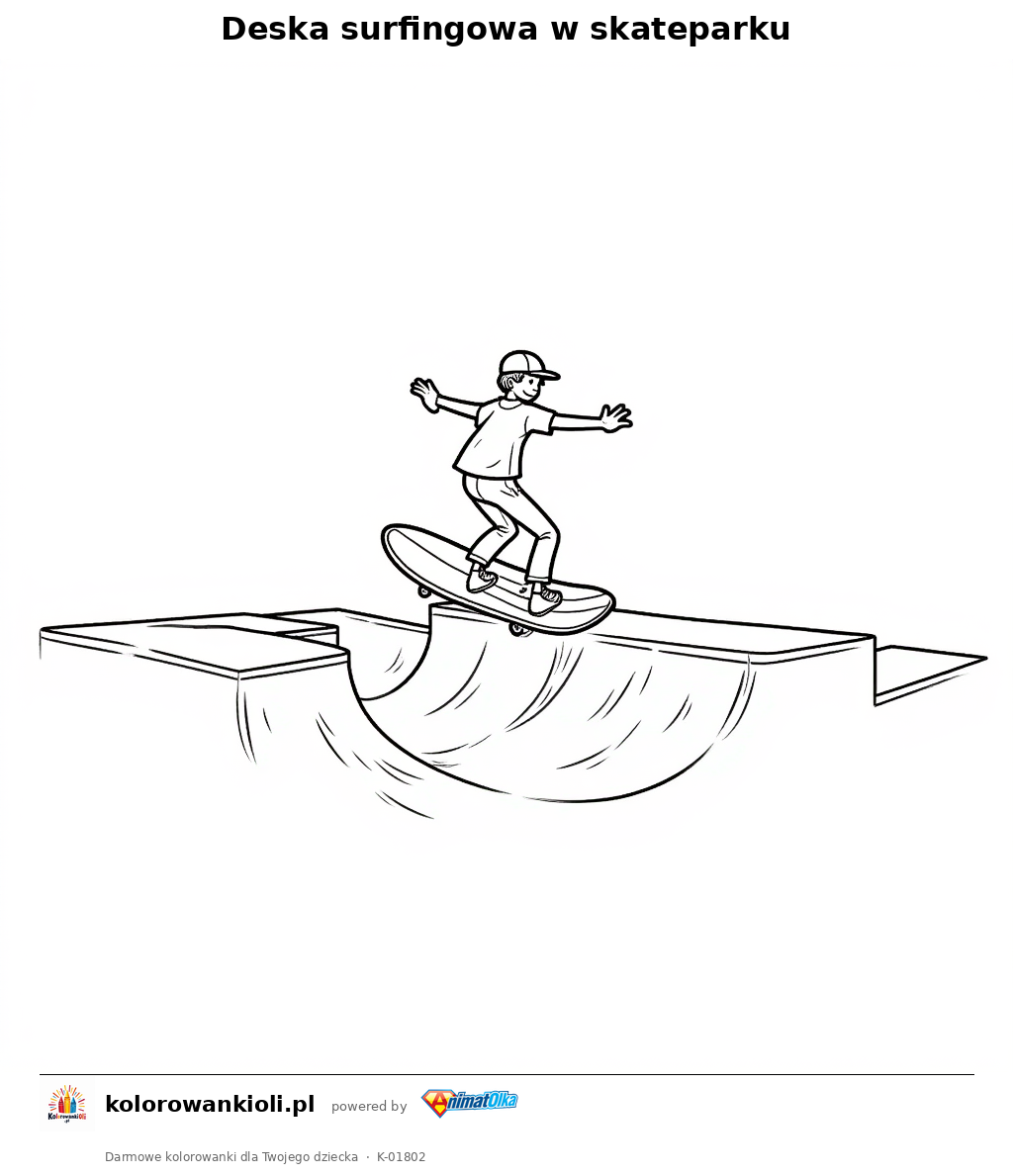 Kolorowanka — Deska surfingowa w skateparku