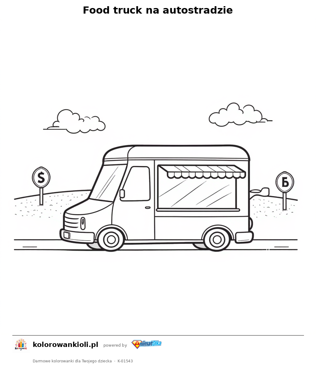 Kolorowanka — Food truck na autostradzie