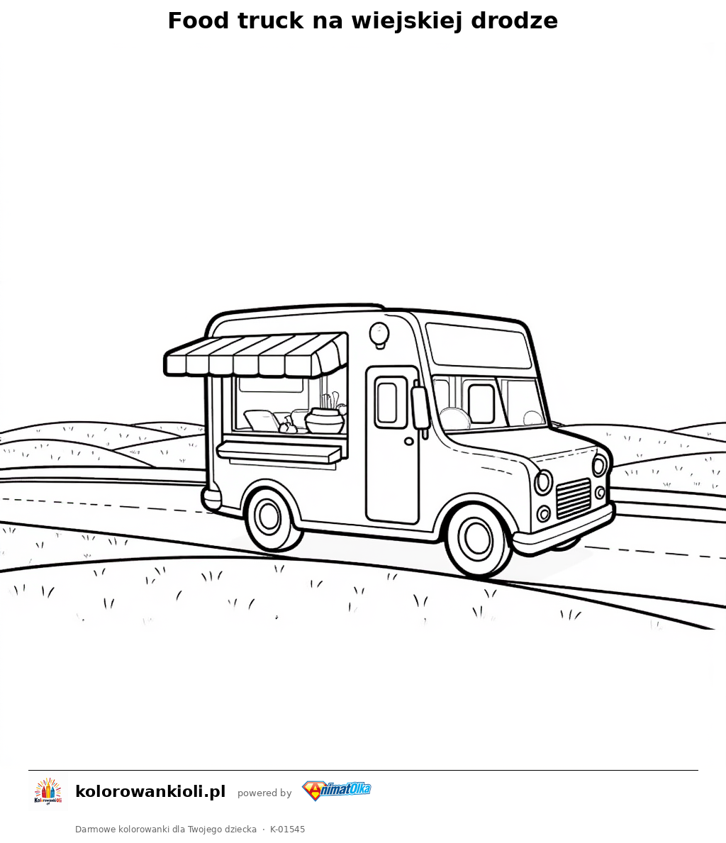 Kolorowanka — Food truck na wiejskiej drodze