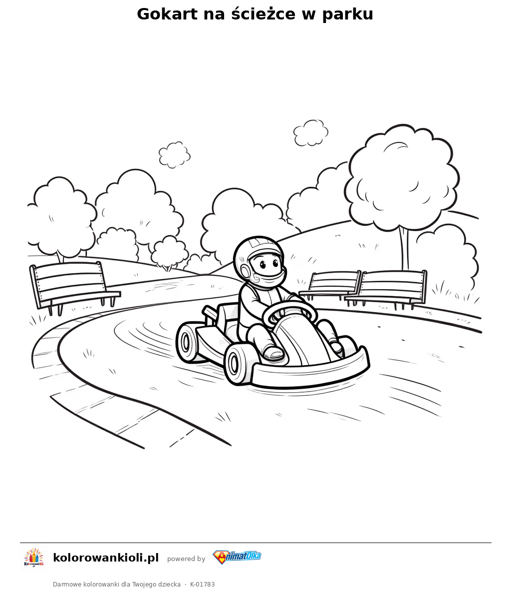 Kolorowanka — Gokart na ścieżce w parku