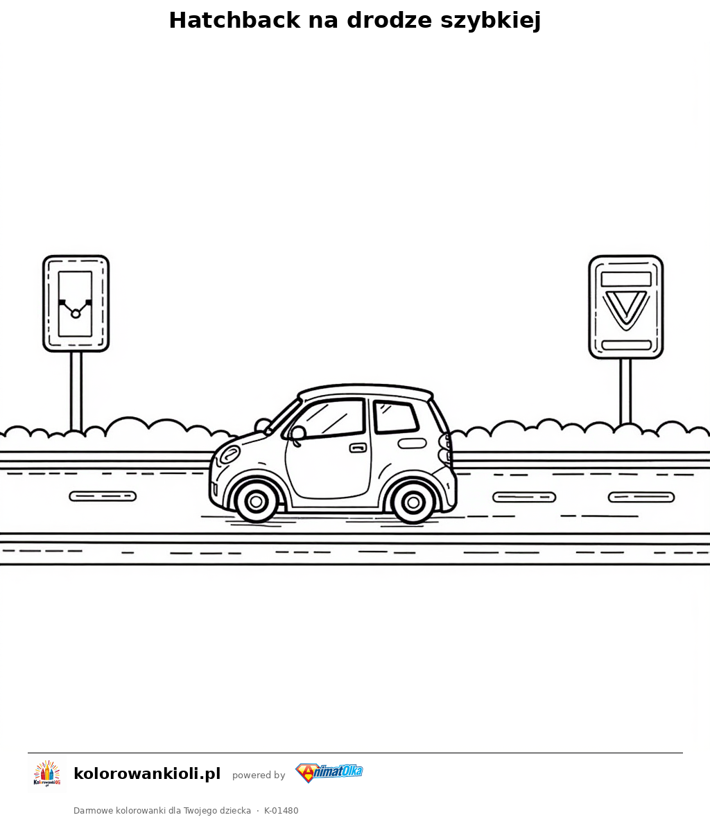 Kolorowanka — Hatchback na drodze szybkiej