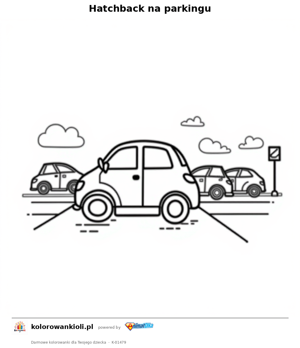 Kolorowanka — Hatchback na parkingu