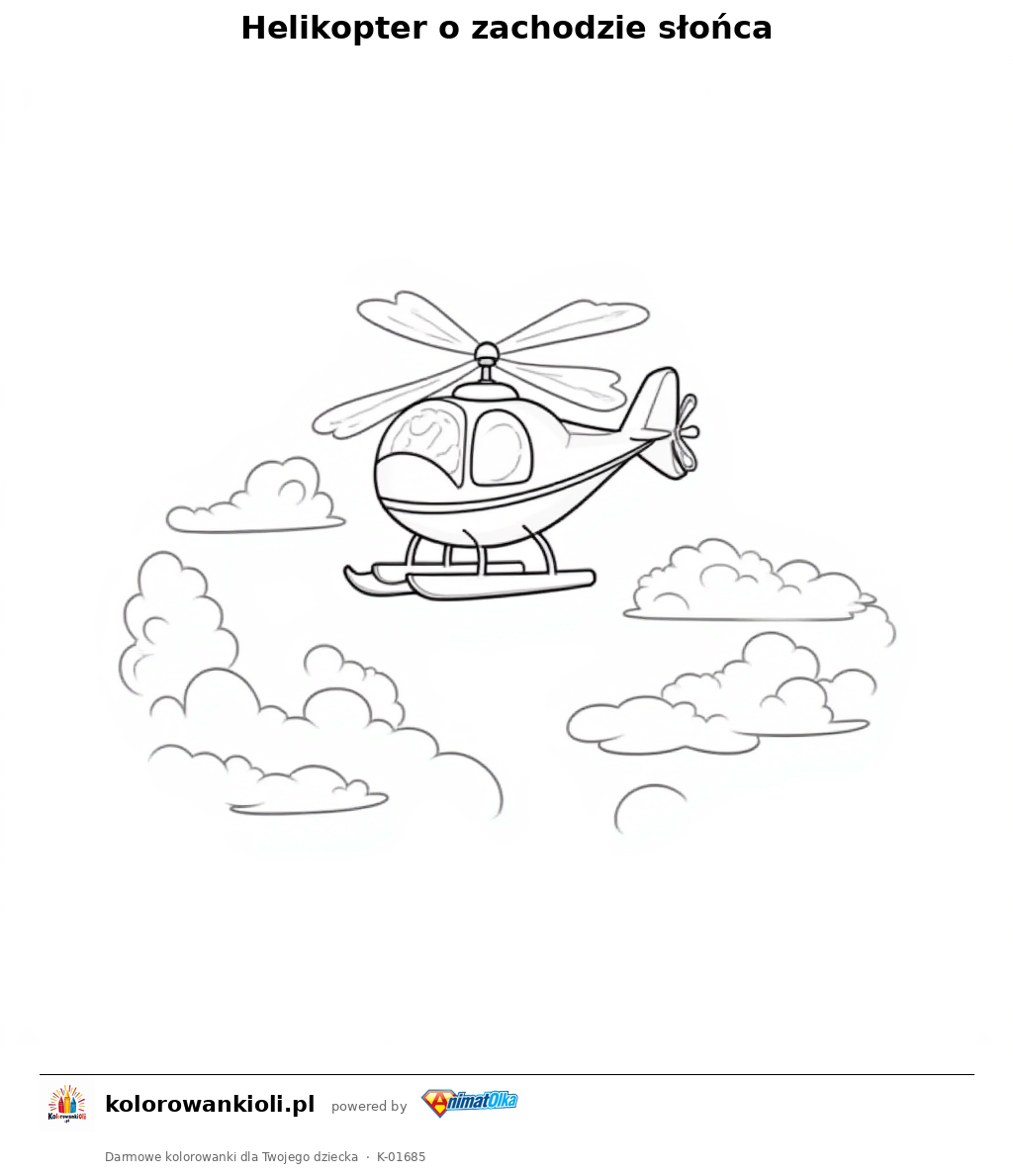Kolorowanka — Helikopter o zachodzie słońca