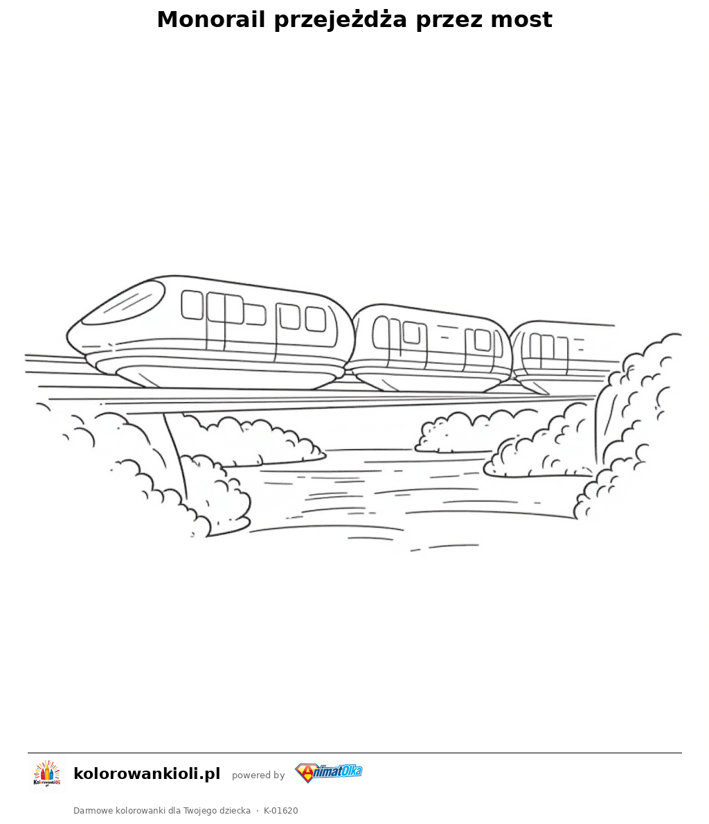 Kolorowanka — Monorail przejeżdża przez most