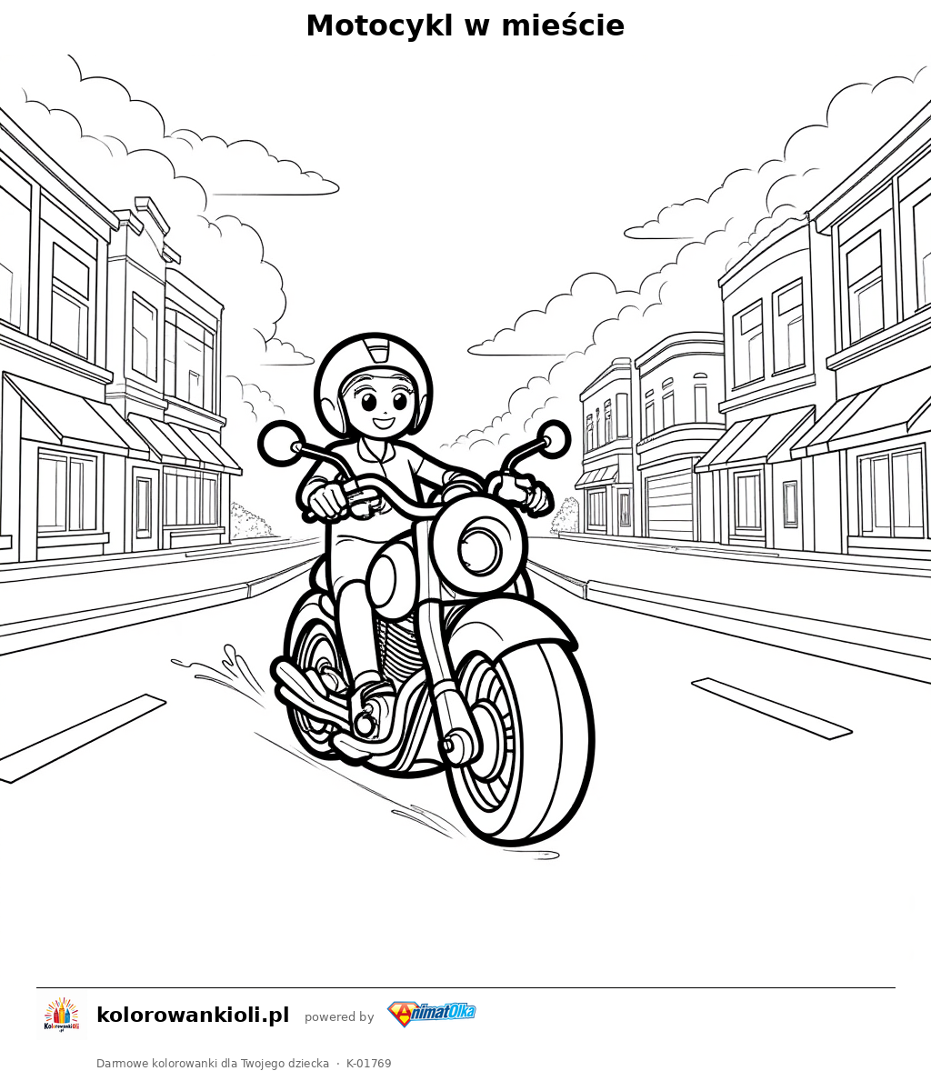 Kolorowanka — Motocykl w mieście