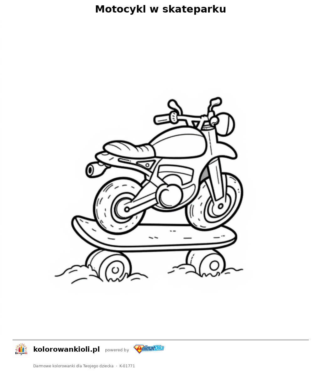 Kolorowanka — Motocykl w skateparku