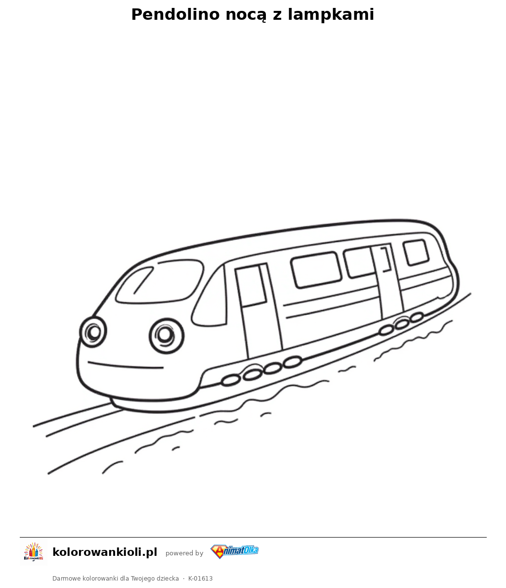 Kolorowanka — Pendolino nocą z lampkami