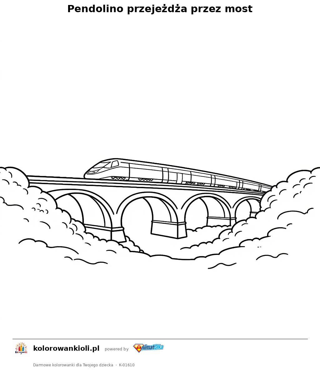 Kolorowanka — Pendolino przejeżdża przez most