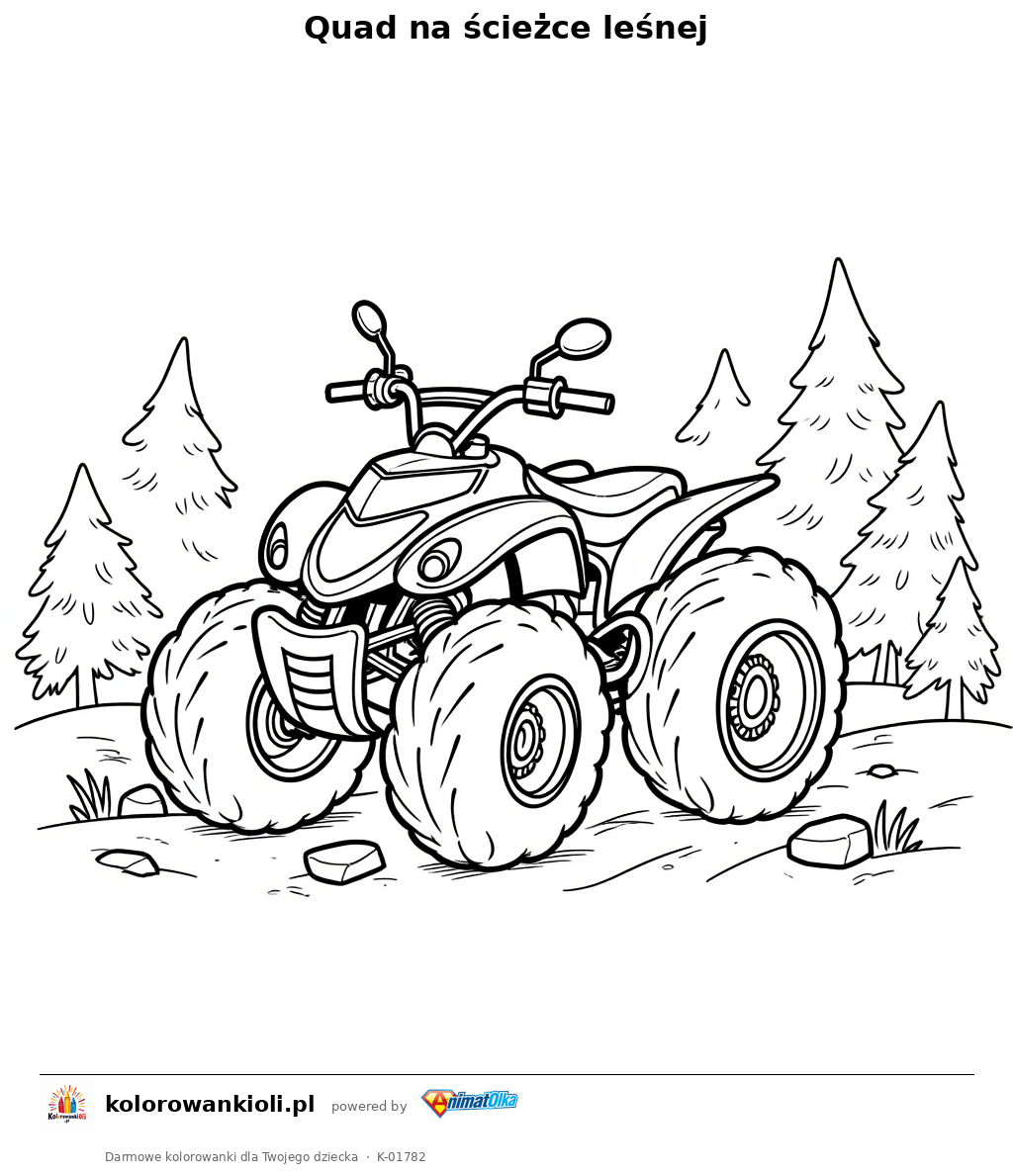 Kolorowanka — Quad na ścieżce leśnej