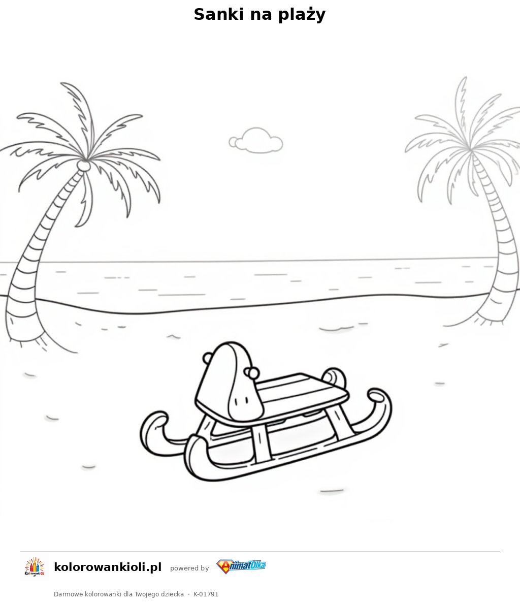Kolorowanka — Sanki na plaży