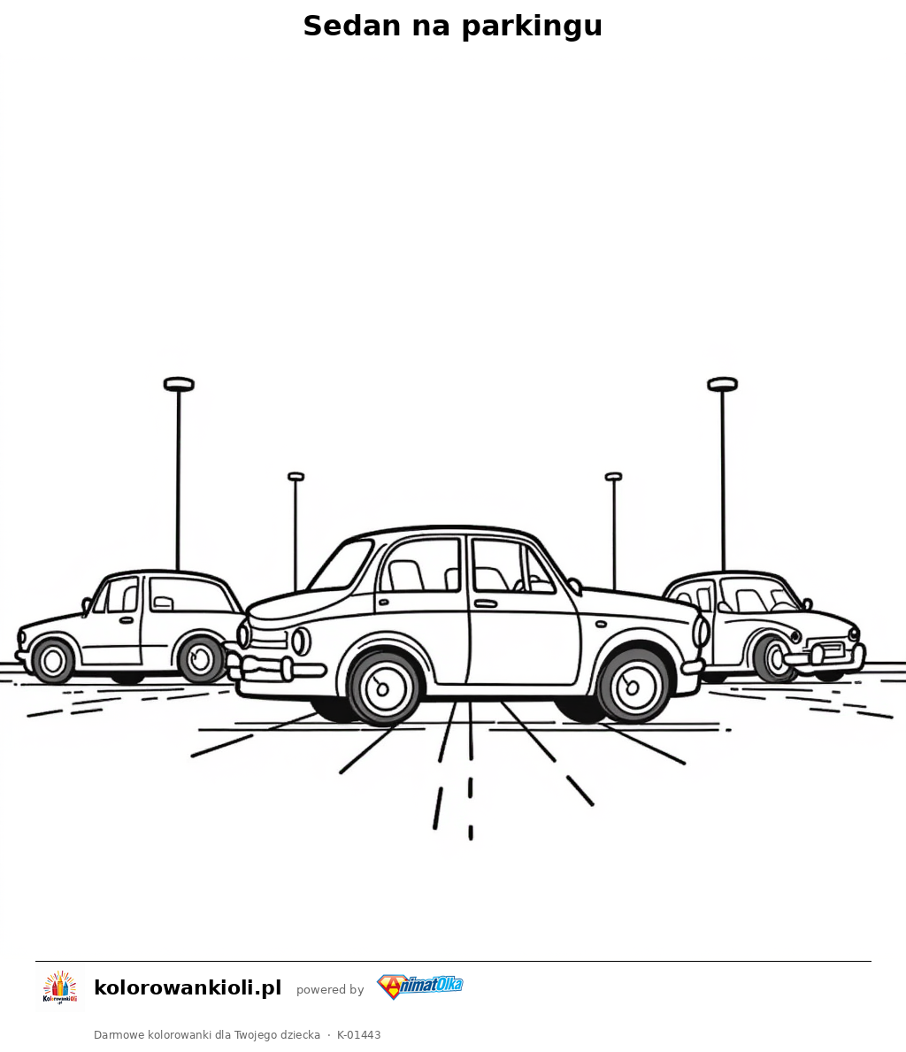 Kolorowanka — Sedan na parkingu