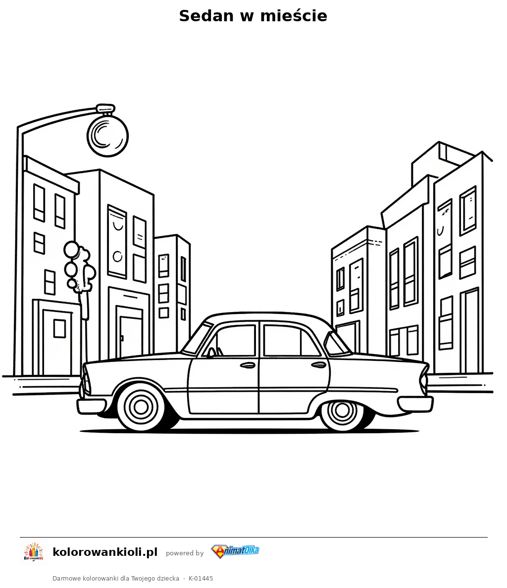 Kolorowanka — Sedan w mieście