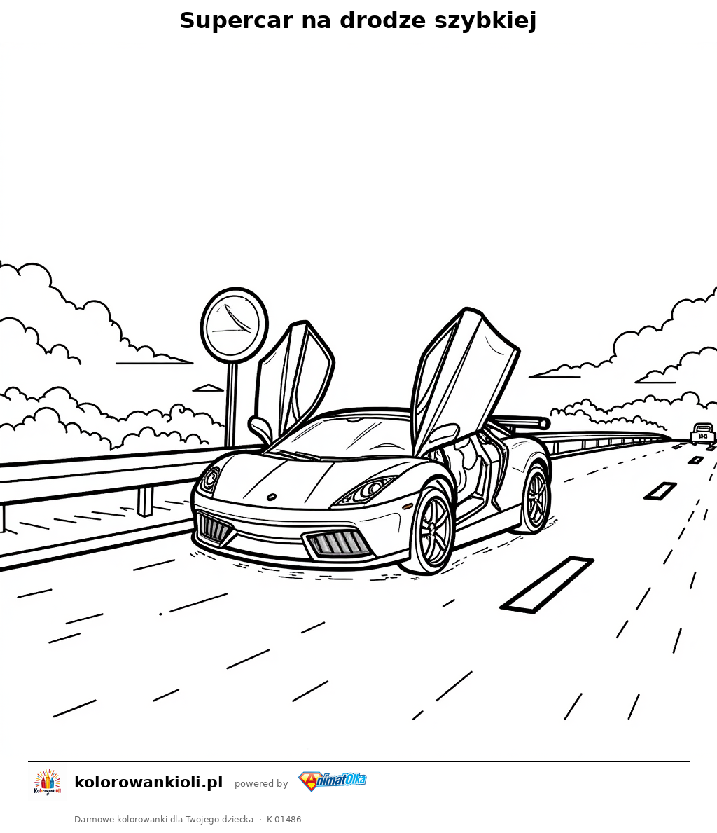 Kolorowanka — Supercar na drodze szybkiej