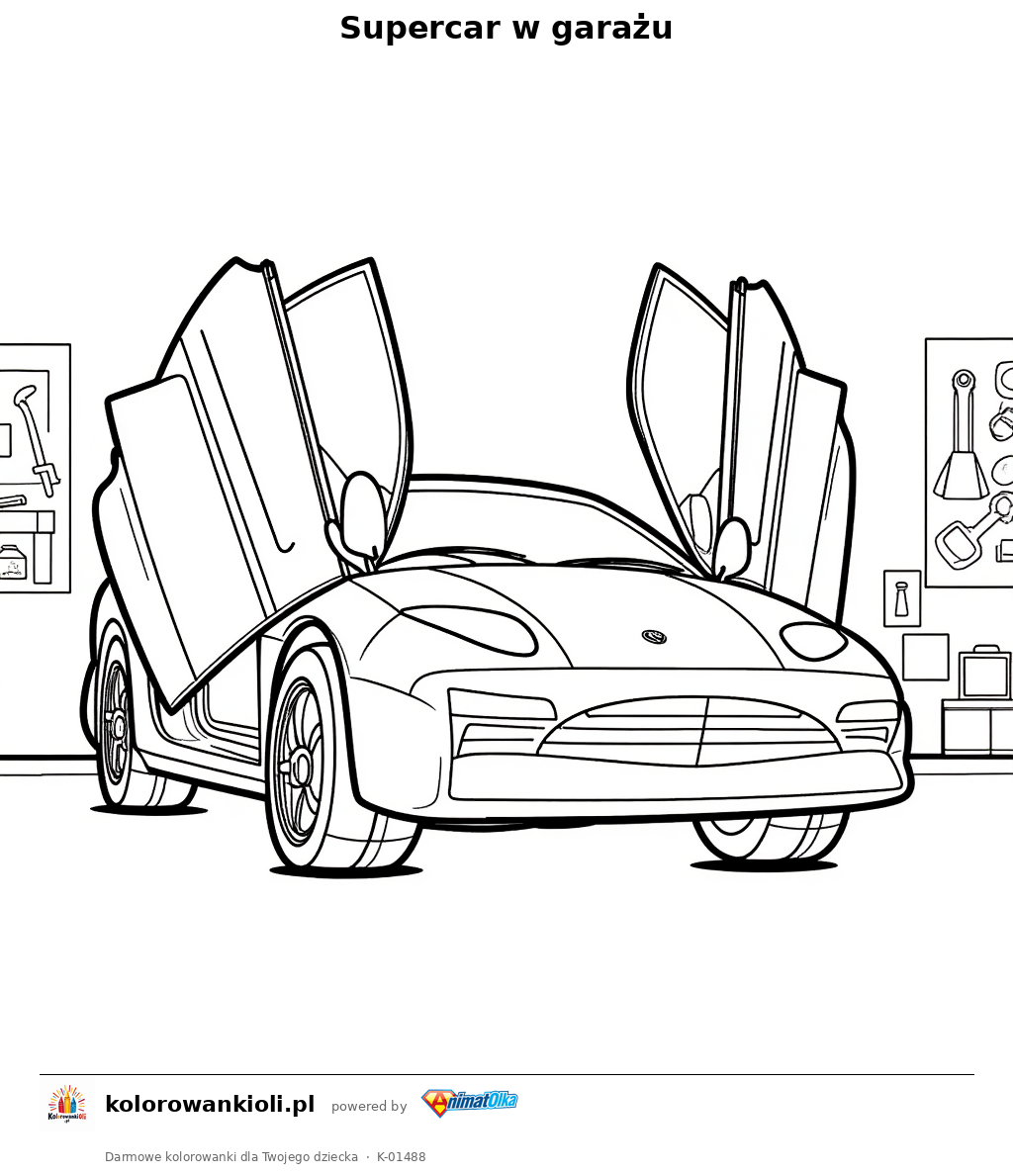 Kolorowanka — Supercar w garażu