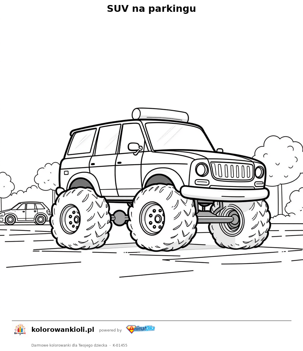 Kolorowanka — SUV na parkingu