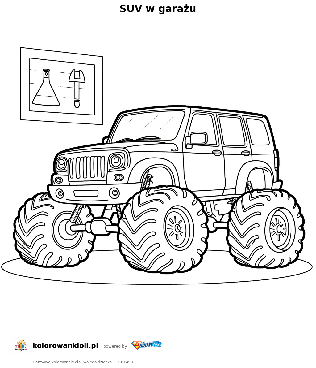 Kolorowanka — SUV w garażu