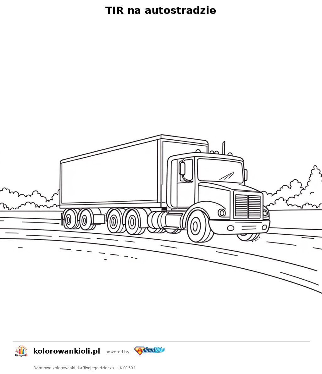 Kolorowanka — TIR na autostradzie