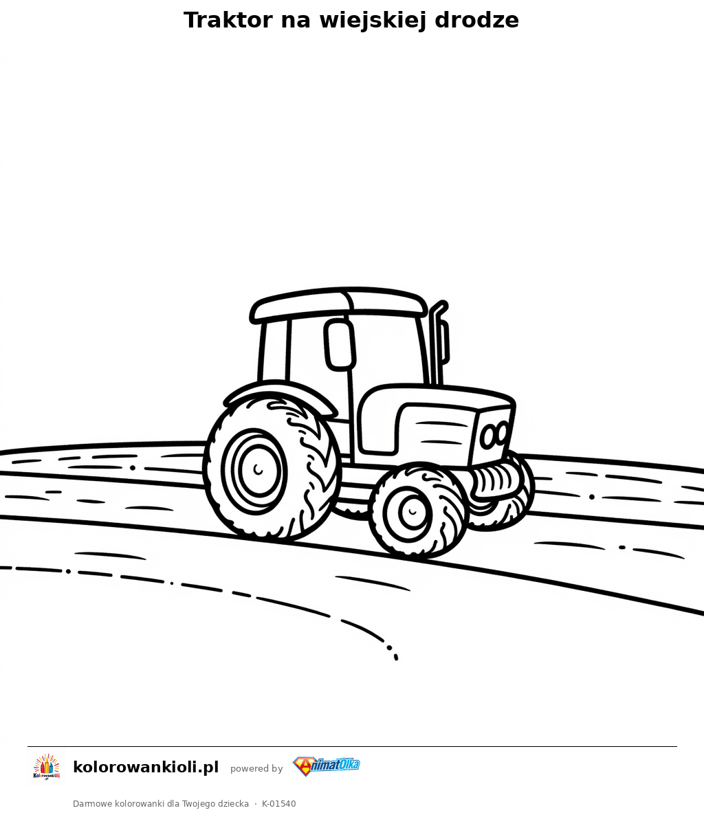 Kolorowanka — Traktor na wiejskiej drodze