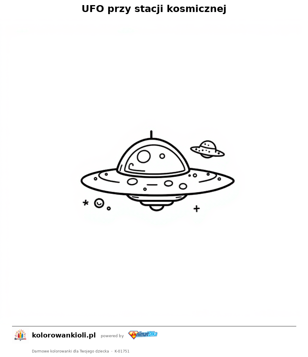 Kolorowanka — UFO przy stacji kosmicznej