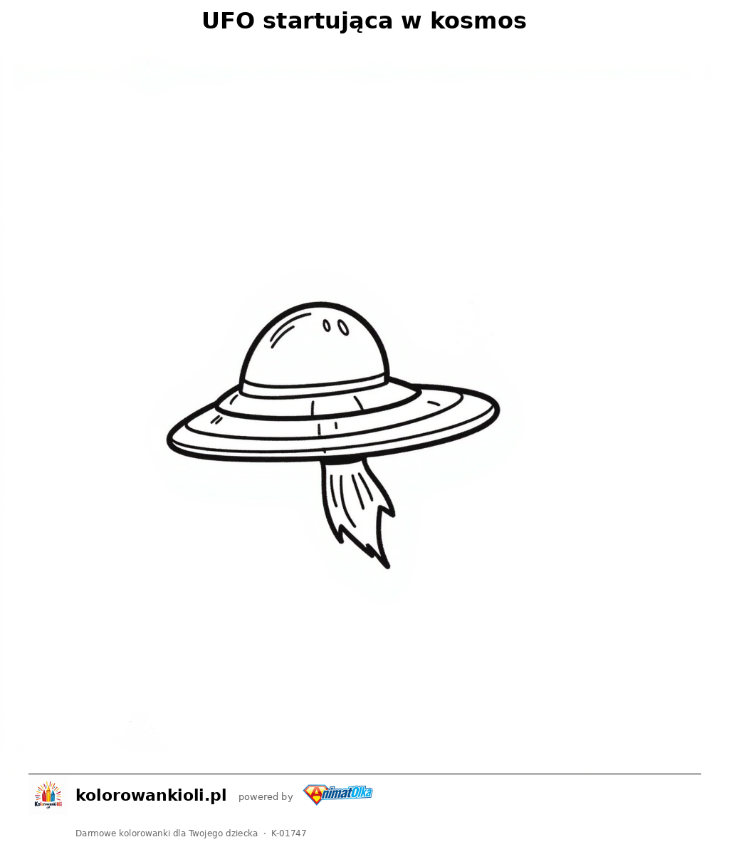 Kolorowanka — UFO startująca w kosmos