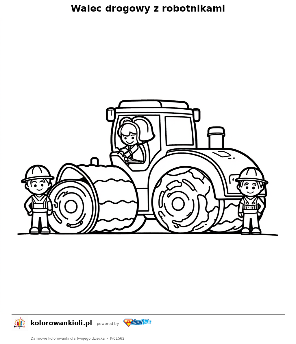 Kolorowanka — Walec drogowy z robotnikami
