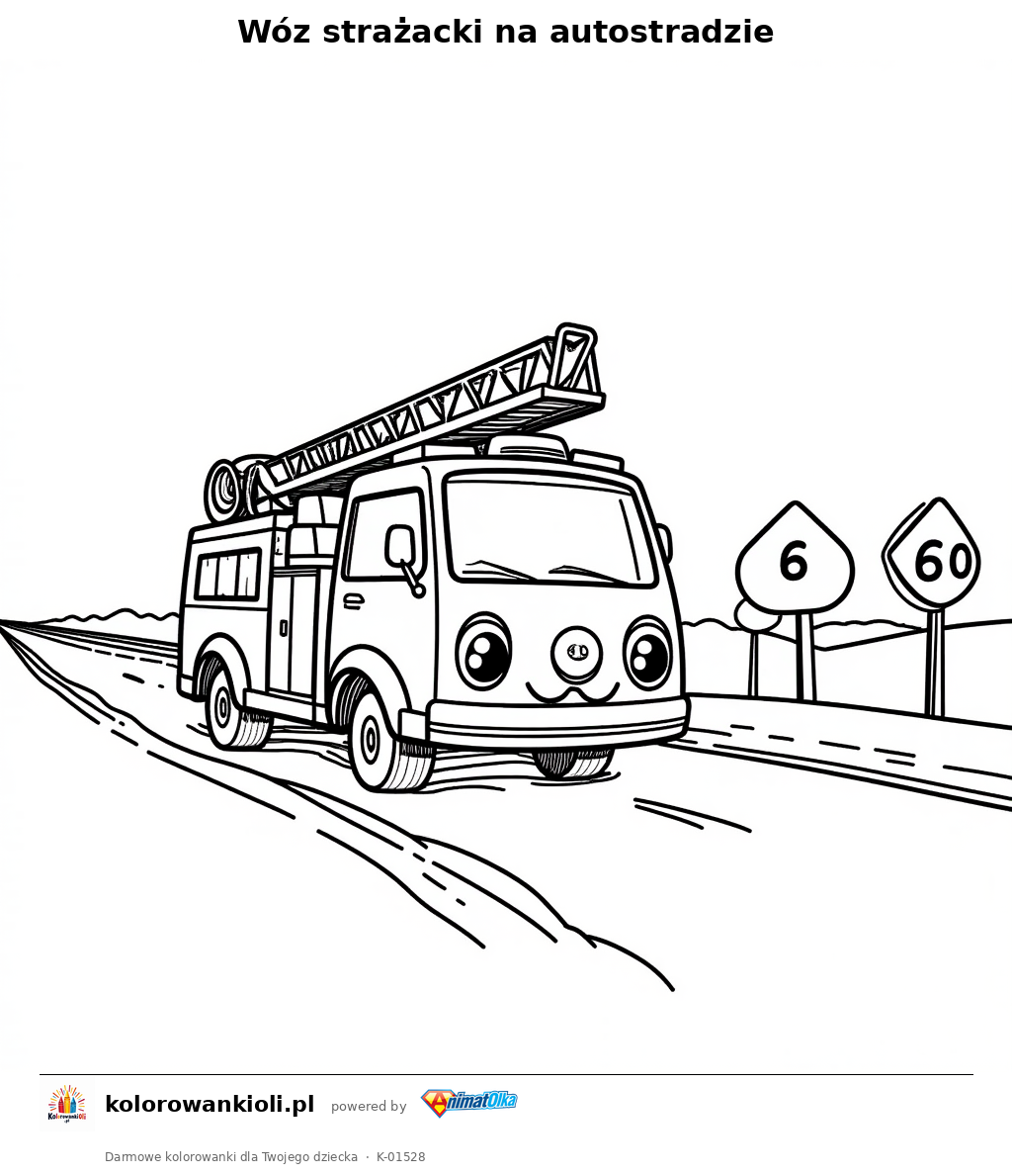 Kolorowanka — Wóz strażacki na autostradzie