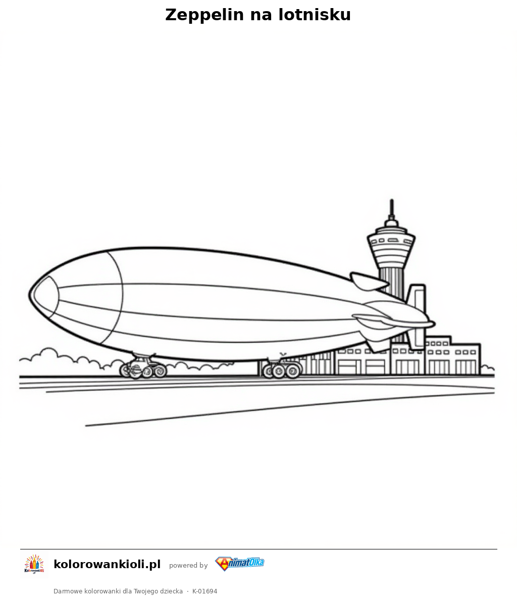 Kolorowanka — Zeppelin na lotnisku