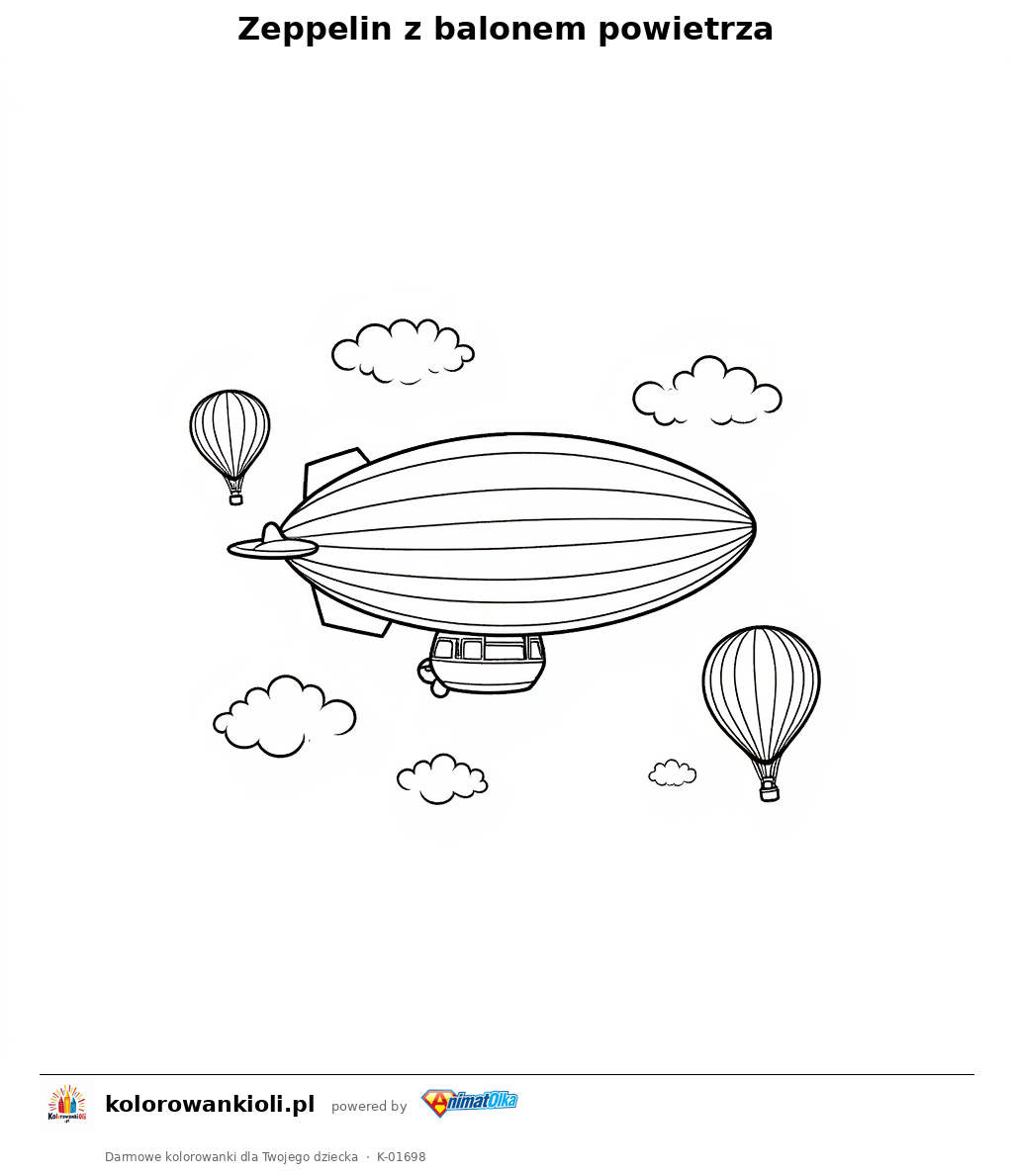 Kolorowanka — Zeppelin z balonem powietrza