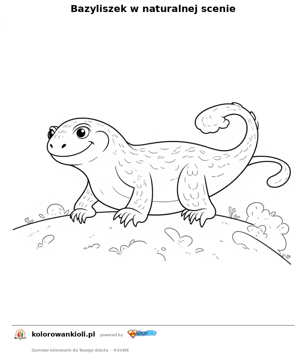 Kolorowanka — Bazyliszek w naturalnej scenie